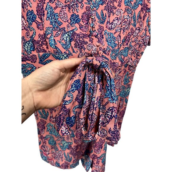Simply Southern Women's Casual Romper Beach Seahorse Pink Blue Size XL NWT - Picture 5 of 9